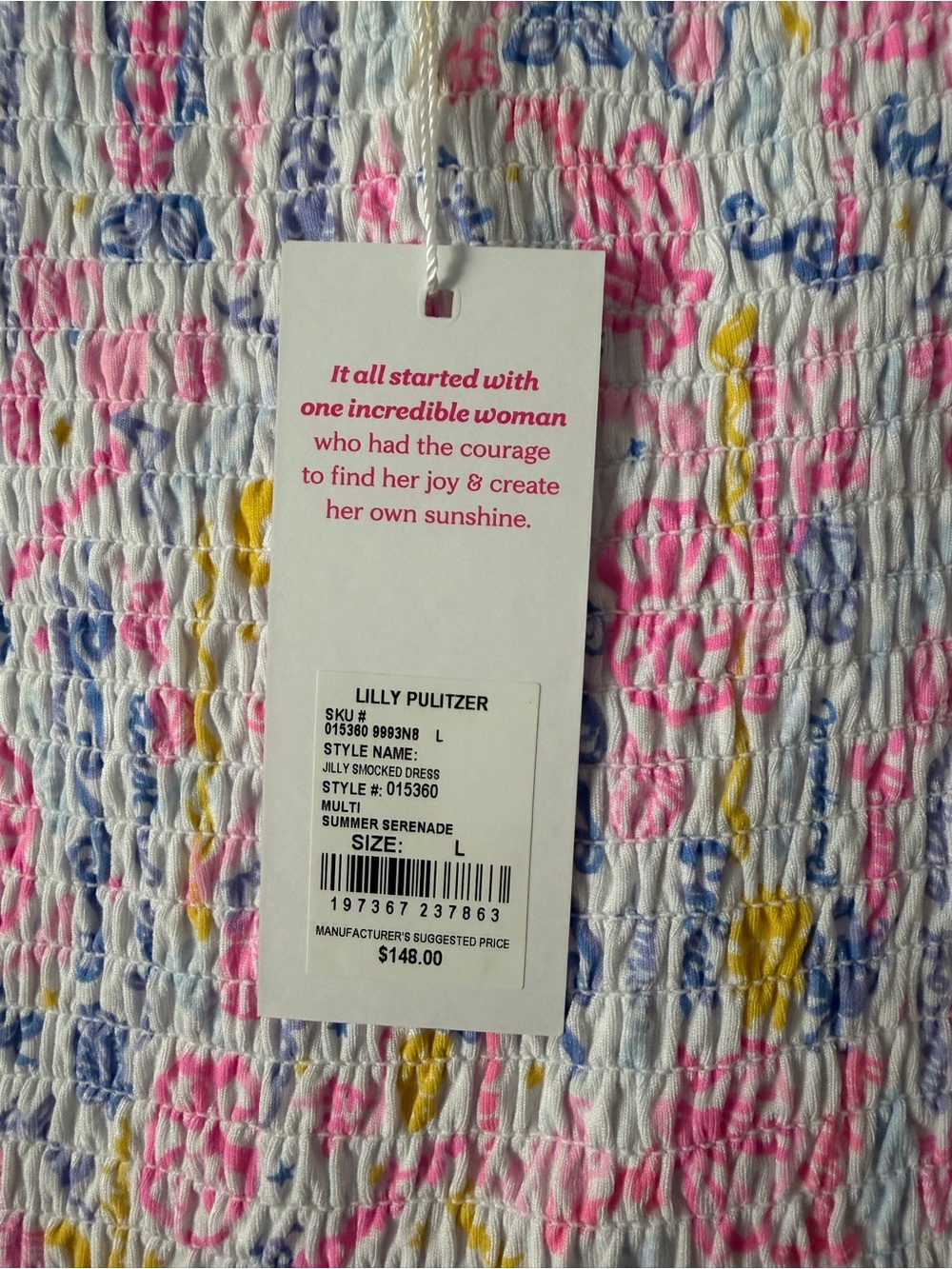 NWT Lilly Pulitzer Jilly Smocked Dress size Large - original retail $148 - Picture 2 of 10